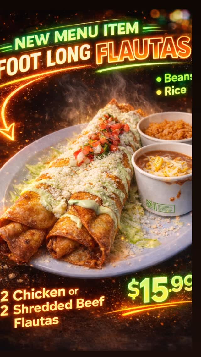 New foot-long flautas menu item flyer
