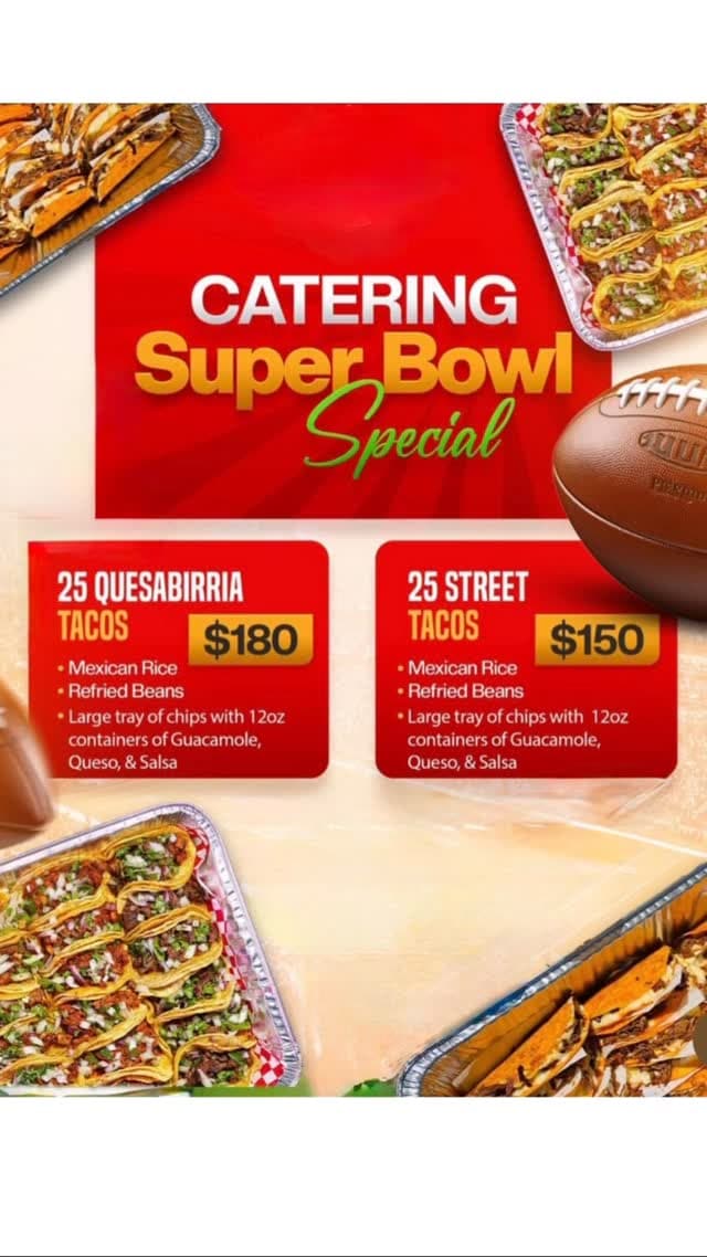 Super Bowl catering special flyer