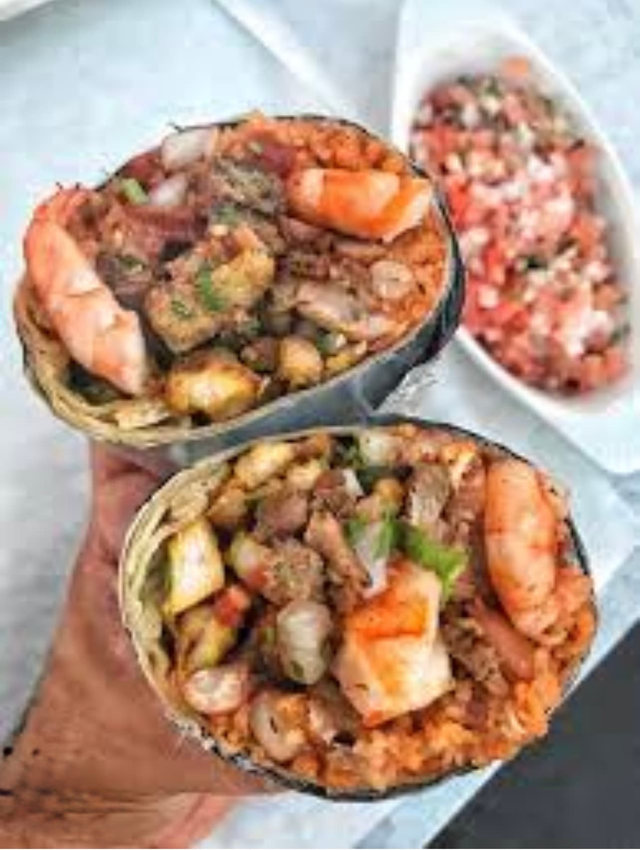 Three-meat Big Boss burrito with asada, chicken and shrimp